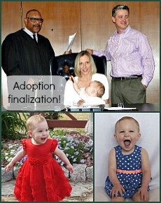 Collage of adoption finalization pictures