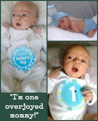 3 photos of a baby boy at one month old
