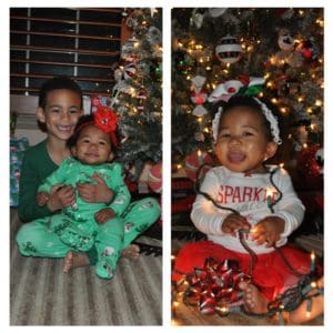 2 Christmas photos from adoptive family Mike and Heather