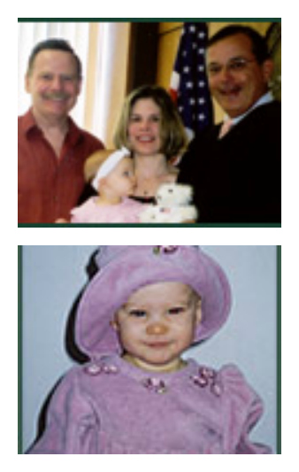 collage of adoptive family and their daughter