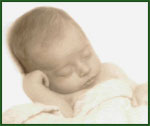 Sepia toned photo of a six-week-old baby