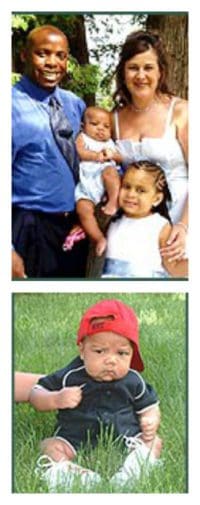 Collage of two photos of Garrick and Brenda's adoptive family