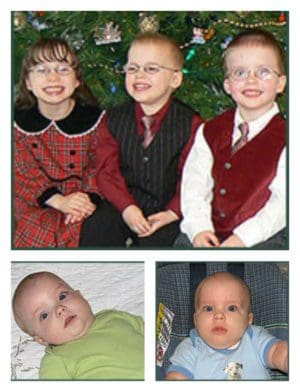 Collage of three photos of Wesley and Maryanne's children