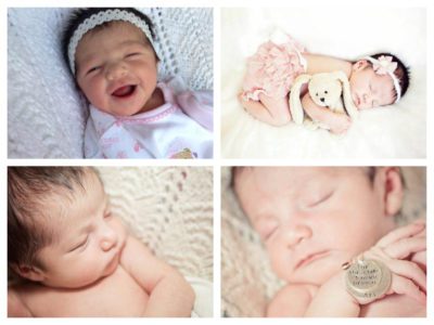 4 photos of a Caucasian baby girl