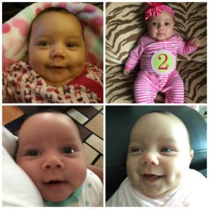 4 photos of a happy baby girl