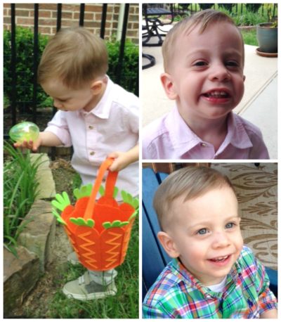 photo collage of young boy at Easter