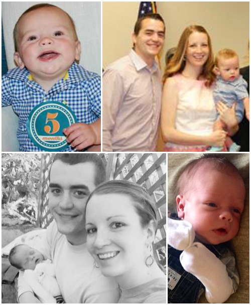 Collage of Nicholas and Kristin with new adopted baby