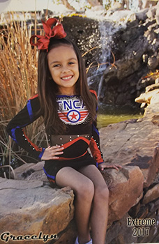 Girl with cheer uniform on