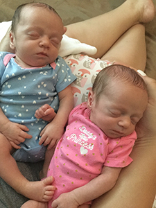 Keith and Thirza's two adopted infant daughters sleeping peacefully