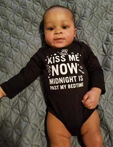 Adopted baby boy with kiss me shirt