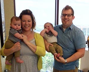 Happy adoptive parents Shanna and Joe with their twin babies