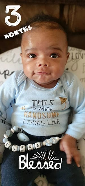 cute black baby boy at three months old, growling so fast!