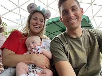 happy new family at amusement park