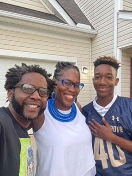 Young man with his parents